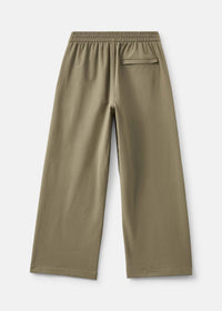 Back view of RecTrek Cropped Wide Leg Pant showcasing the cropped, wide-leg silhouette in olive green.