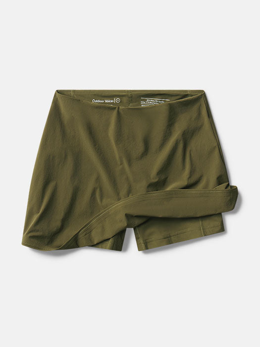 a dark olive skort on a white background