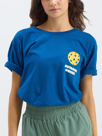 a person wearing a blue shirt