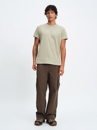 Men's Everyday Classic Shortsleeve in Eucalyptus – front full-length view styled with cargo pants