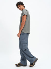 Men's RecTrek Cargo Pant in Dark Storm – side three-quarter full-length view