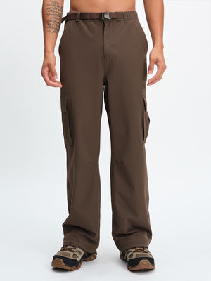 Men's RecTrek Cargo Pant in Soil – front view of belted waist and legs