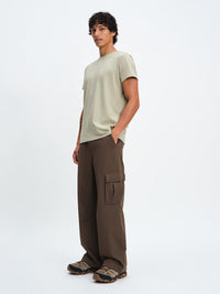 Men's RecTrek Cargo Pant in Soil – side three-quarter full-length view