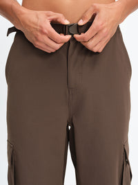 Men's RecTrek Cargo Pant in Soil – front close-up of adjustable belt buckle