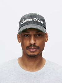Washed Hat in black with Outdoor Voices logo, for stylish outdoor adventures.
