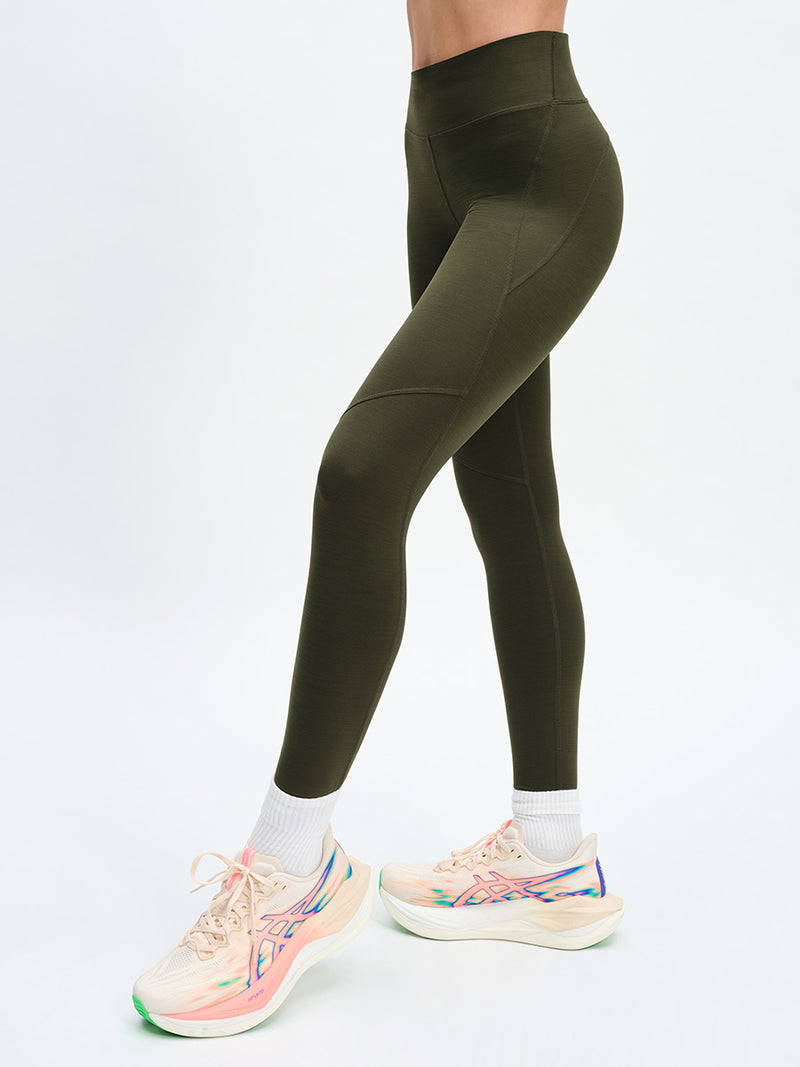 TechSweat Core 7/8 Legging in Forest – side view with sneakers