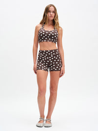 Doing Things Bra in Dark Bay Polka Dot – front full-length view styled with matching shorts