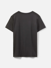 Back view of CloudKnit Shortsleeve in Black, with the soft fabric and relaxed fit for casual activities.