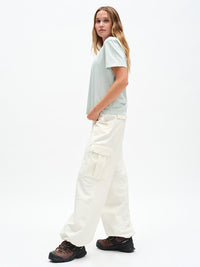 RecTrek Cargo Pant in Milkstone – side full-length view styled with tee