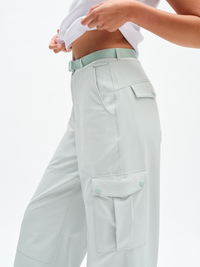 RecTrek Cargo Pant in Mint Dust – side close-up of belt and cargo pocket
