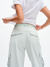 RecTrek Cargo Pant in Mint Dust – back close-up of belt and back pockets