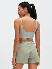 RecTrek Zip-Off Pant in Eucalyptus-Sky-Mint Dust – back view worn as shorts