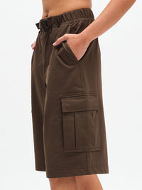RecTrek Cargo Short in Soil – side close-up of cargo pocket and belt