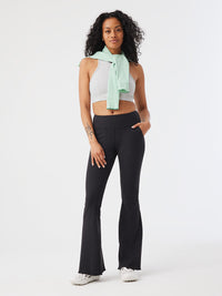 Rib Flare Pant Black