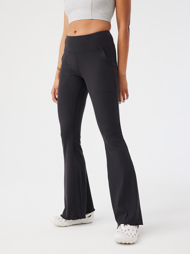Rib Flare Pant Black