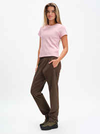 RecTrek 29" Pant in Soil – front full-length view styled with Waffle Baby Tee
