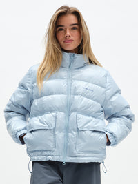 Gloss Puffer in Baby – front view zipped