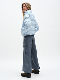 Gloss Puffer in Baby – back three-quarter full-length view