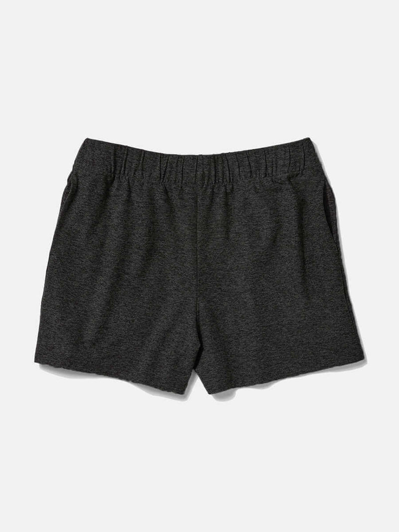 Flat lay of CloudKnit 3.5" Short in Dark Gray, featuring an elastic waistband and relaxed fit.