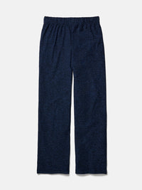 Flat lay of CloudKnit Wide Leg Pant in Navy, lightweight fabric with an elastic waistband for ultimate comfort.