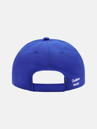 Back view of Doing Things Hat in blue, featuring adjustable strap and Outdoor Voices logo.