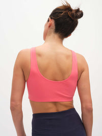 Back view of Double Dip Bra in Cotton Candy, with the wide shoulder straps for comfort.