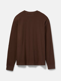 Back view of Everyday Classic Longsleeve in Brown, showing the roomy fit and classic silhouette.