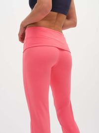 Back view of Flared Legging in Cotton Candy, featuring a tall waistband for a customizable fit.