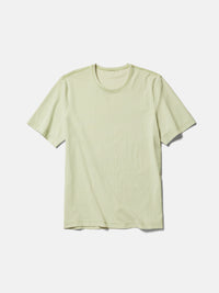 Flat lay of GridTek Breezy Shortsleeve in Light Green, ultra-breathable performance mesh fabric.