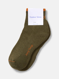 OV Rec Ankle Tipped Sock in Olive with orange-tipped design, for everyday wear.