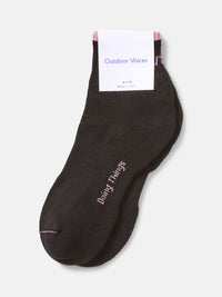 OV Rec Ankle Tipped Sock displayed in black with pink tips and 'Doing Things' text, made in the USA.