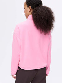 Back view of RecFleece 1/4 Zip in Pink, featuring a cozy midlayer design and soft fabric finish.