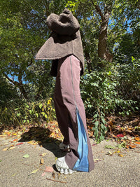Model wearing Candy Fleece Snap Jacket in Brown, featuring a cozy oversized fit and unique texture.