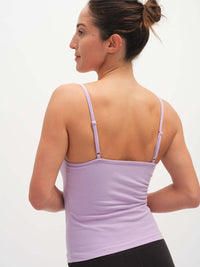 Back view of Strappy Tank in Cotton Candy, featuring adjustable spaghetti straps for a customizable fit.