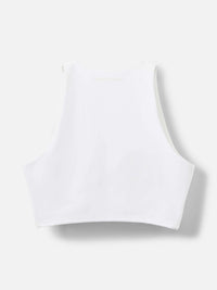 Back view of the SuperForm Crop Top, featuring light support and a sleek design in a clean white color.