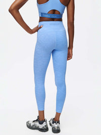 Back view of TechSweat Core 7/8 Legging in Light Blue, featuring an engineered waistband that stays put.