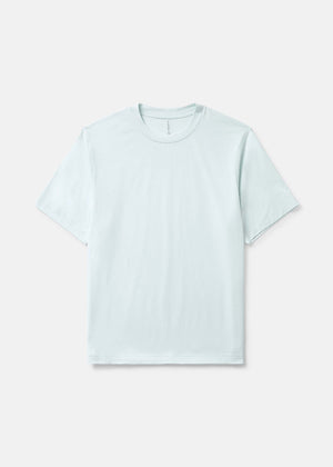 Flat lay of ThinkFast Jersey Shortsleeve in Light Blue, ultra-soft moisture-wicking fabric.