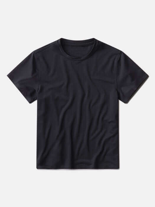 Flat lay of ThinkFast Mesh Shortsleeve in Black, featuring breathable fabric for moisture management.