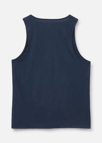 Back view of ThinkFast Mesh Tank in Navy, featuring a lightweight and breathable design.