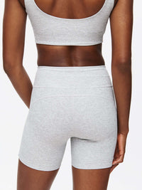 Warmup 5" Short in gray, with the comfortable waistband and sculpted-fit design.