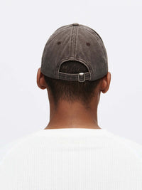 Back view of Washed Hat in Gray with adjustable strap and a relaxed fit, designed for everyday wear.