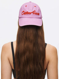 Back view of Washed Hat in Lavender, featuring raised signature stitching and a relaxed fit.