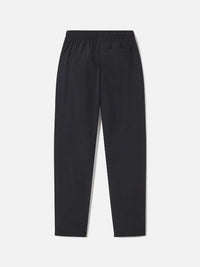 Flat lay of Zephyr 26" Pant in Black, featuring a custom-fit drawstring waist for comfortable wear.