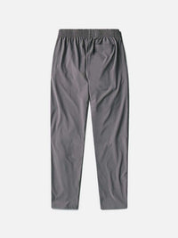 Flat lay of Zephyr 29" Pant in Gray, lightweight fabric with an adjustable drawstring waist.