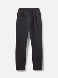 Flat lay of Zephyr 29" Pant in Black, featuring zippered pockets and a custom-fit drawstring waist.
